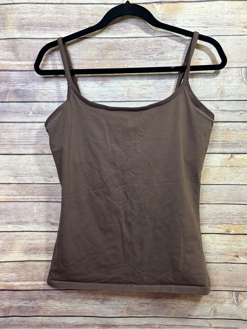 Pact Tank Top Womens Built in Bra Organic Cotton Scoop Neck Brown Size Large